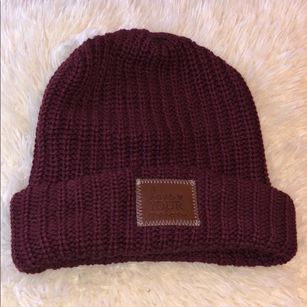 Love Your Melon burgundy beanie